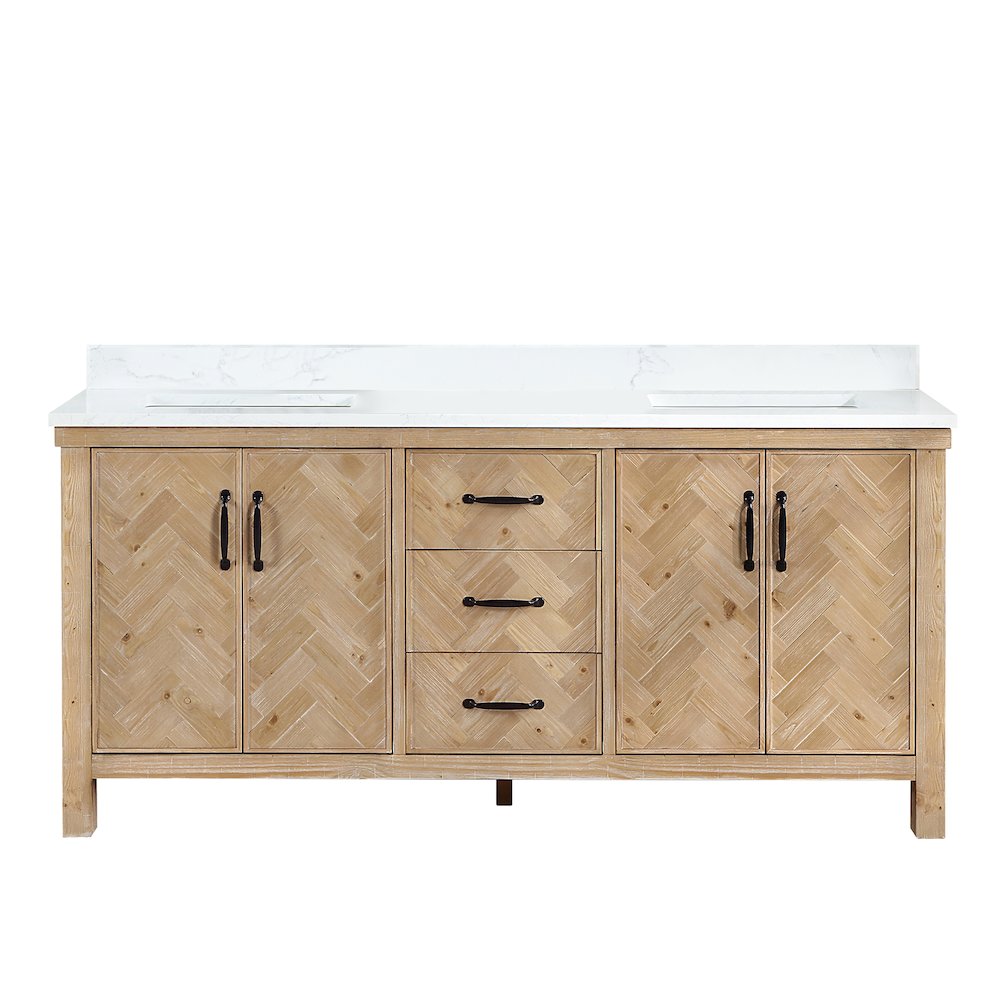 Javier 72" Free-standing Double Bath Vanity in Spruce Antique Brown. Picture 2