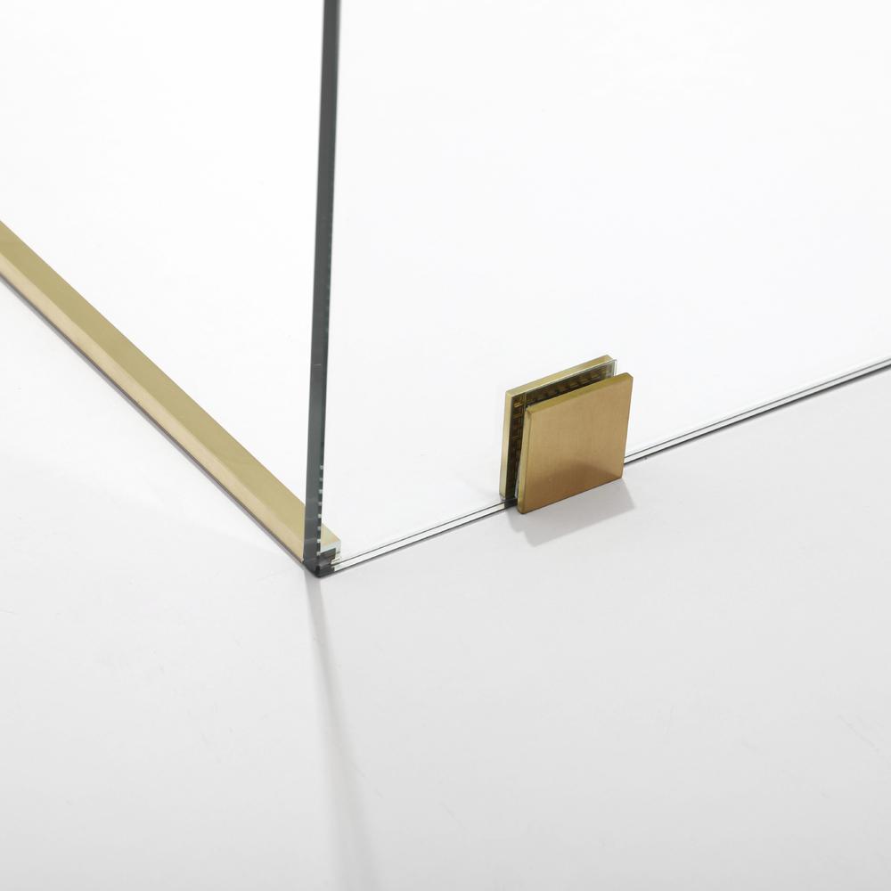 Rectangle Single Sliding Frameless Shower Enclosure in Brushed Gold. Picture 6