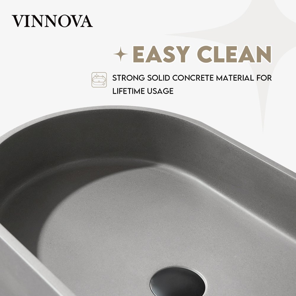 Vinnova Eibar Grey Concrete Oval Vessel Bathroom Sink. Picture 5
