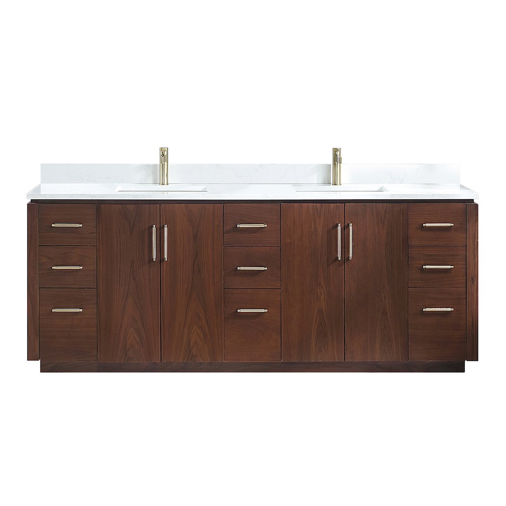 San 84" Free-standing Double Bath Vanity in Natural Walnut. Picture 1