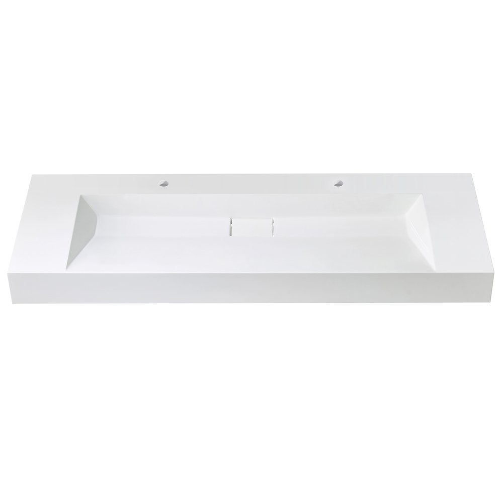 Rectangular White Finish Composite Granite Stone Console Bathroom Vanity Sink. Picture 3