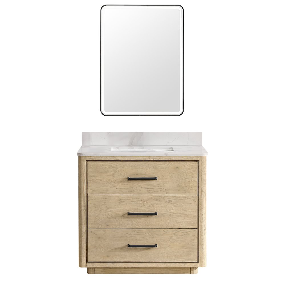 Porto 36" Free-standing Single Bath Vanity in Aged Natural Oak. Picture 2