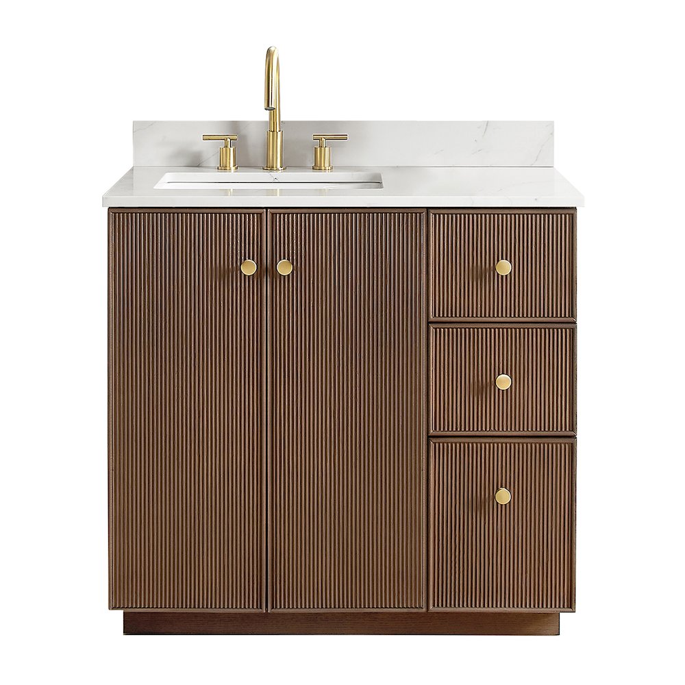 Oza 36" Free-standing Single Bath Vanity in Aged Dark Brown Oak. Picture 2