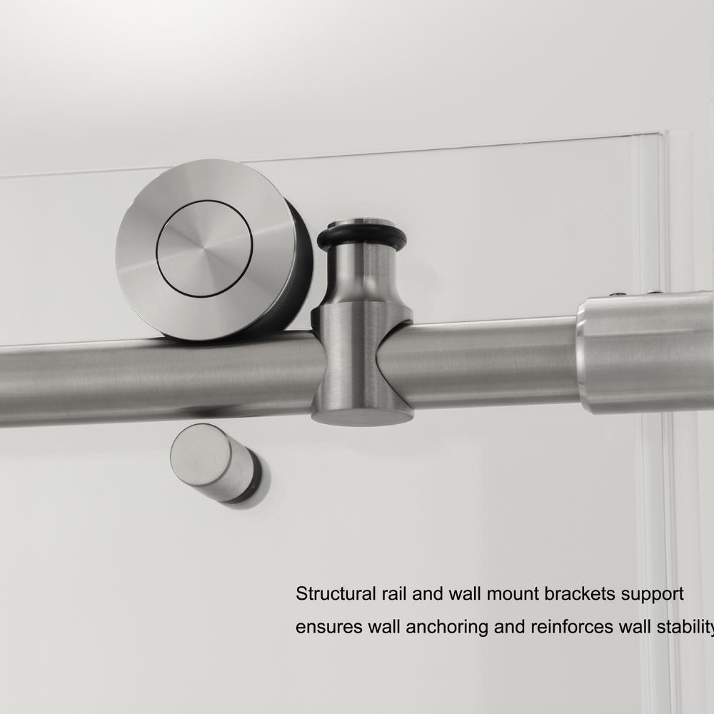 Villena 60" W x 58" H Single Sliding Frameless Tub Door in Brushed Gold. Picture 7