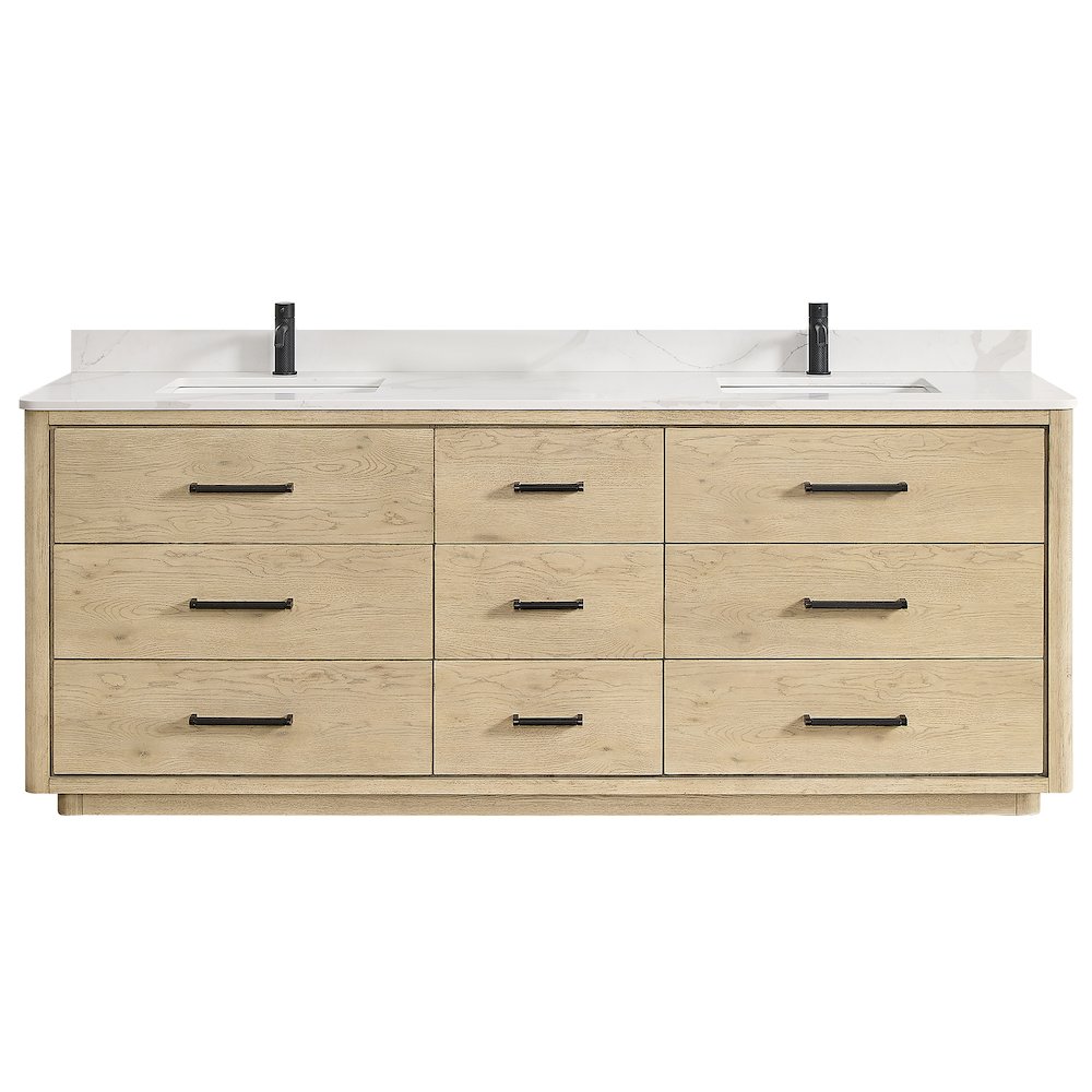 Porto 84" Free-standing Double Bath Vanity in Aged Natural Oak. Picture 1