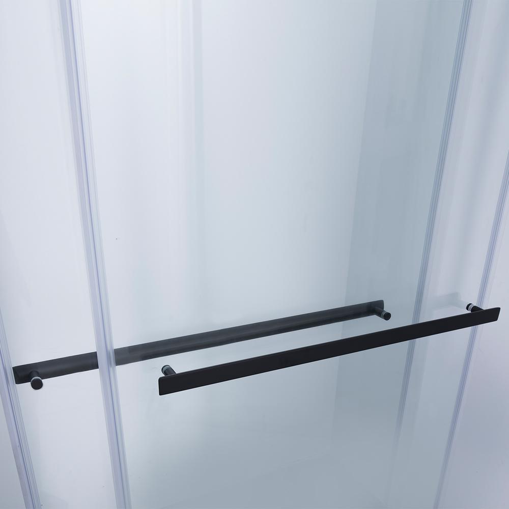 Spezia 60" W x 58" H Double Sliding Frameless Tub Door in Matte Black. Picture 5
