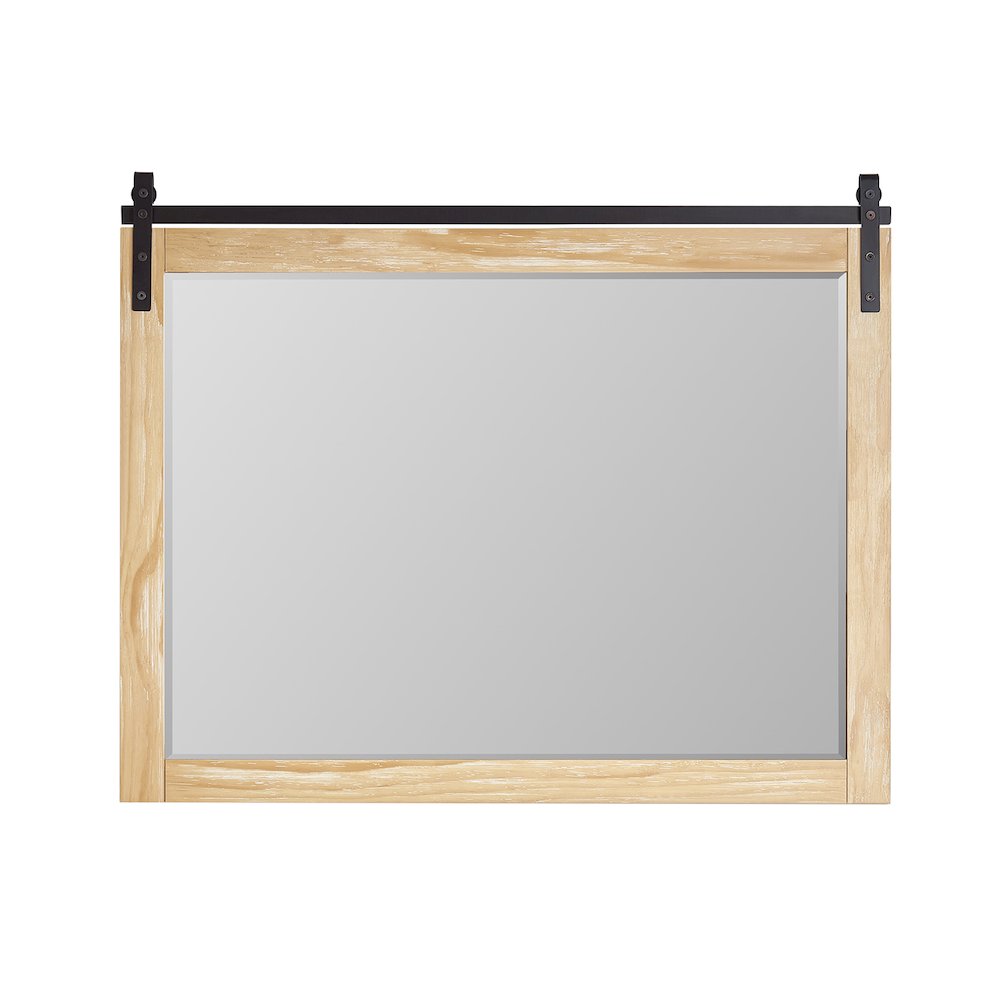 Cortes 48" Rectangular Bathroom Vanity Barndoor Wall Mount Mirror in Pine. Picture 1