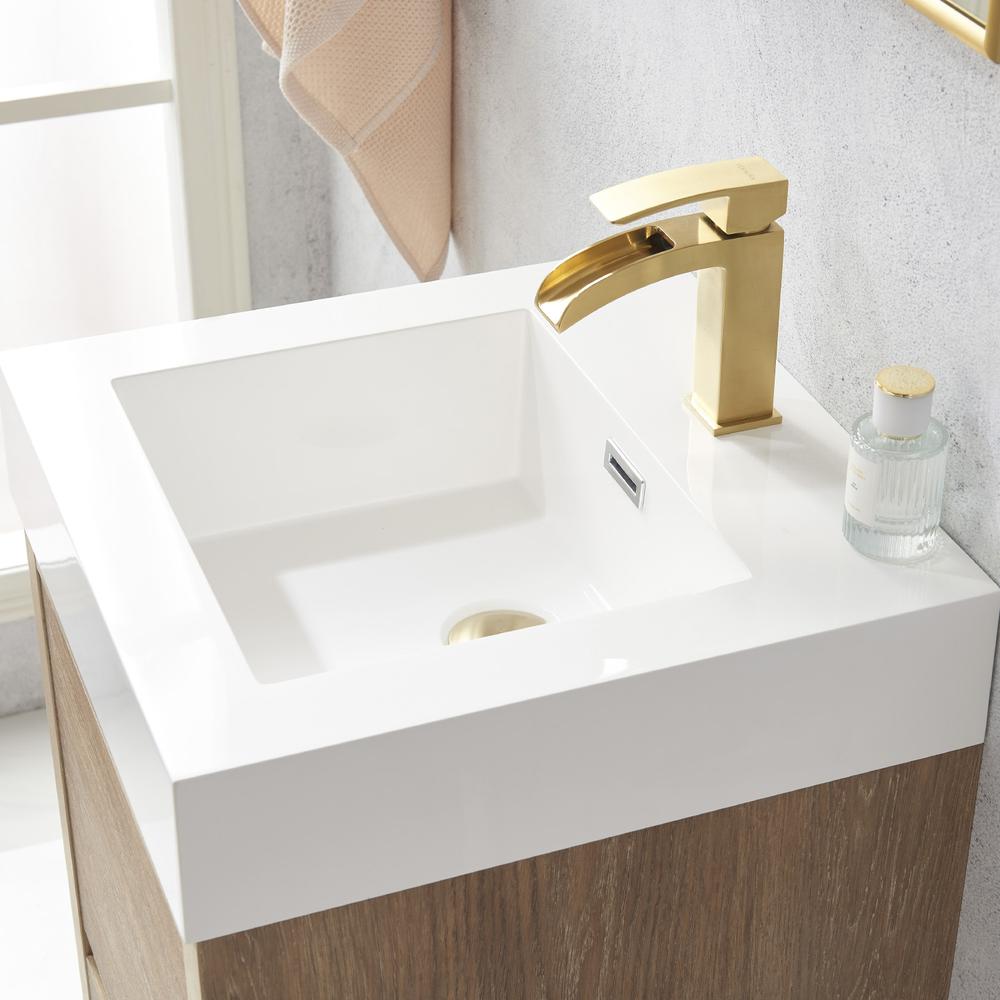 Single Sink Bath Vanity with Composite Integral Square Sink Top and Mirror. Picture 3