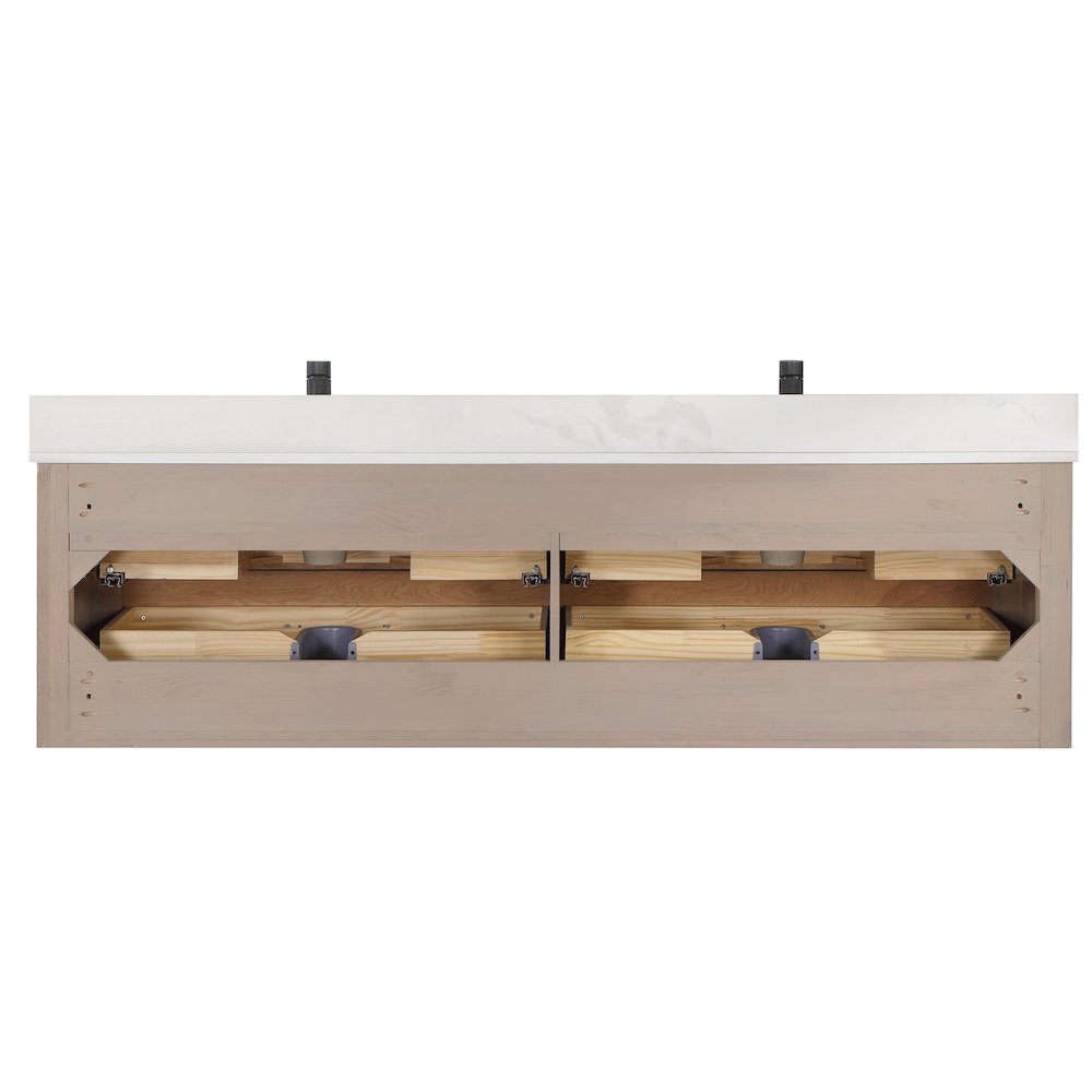 Cristo 72" Floating Double Bath Vanity in Fir Wood Brown. Picture 15