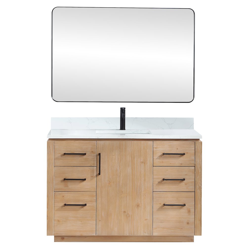 San 48" Free-standing Single Bath Vanity in Fir Wood Brown. Picture 1