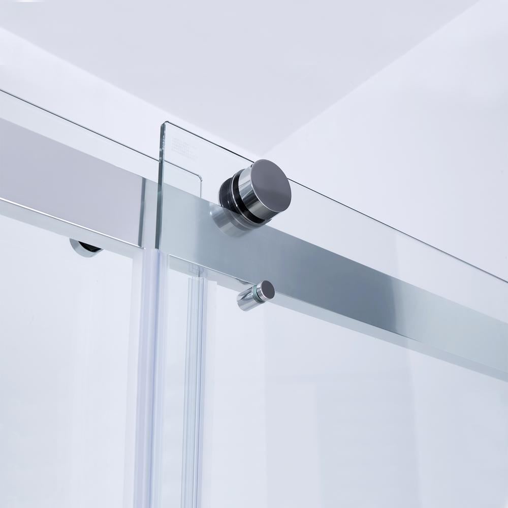 Spezia 64" W x 76" H Double Sliding Frameless Shower Door in Polished Chrome. Picture 3