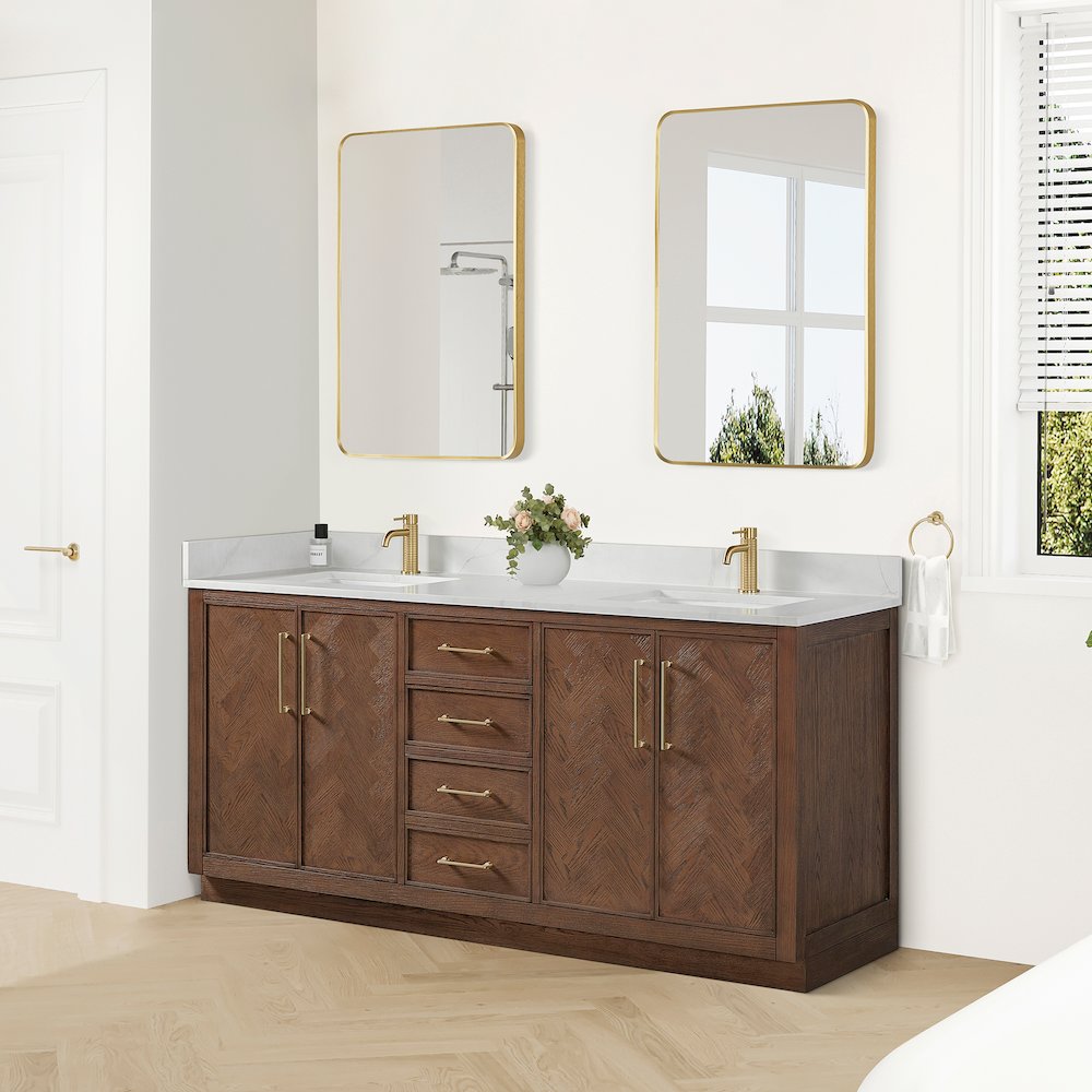 Jakarta 72" Freestanding Double Bath Vanity in Aged Dark Brown Oak. Picture 4