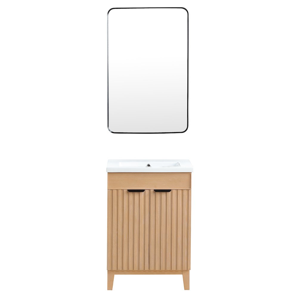 Palos 24" Free-standing Single Bath Vanity in Fir Wood Brown. Picture 2