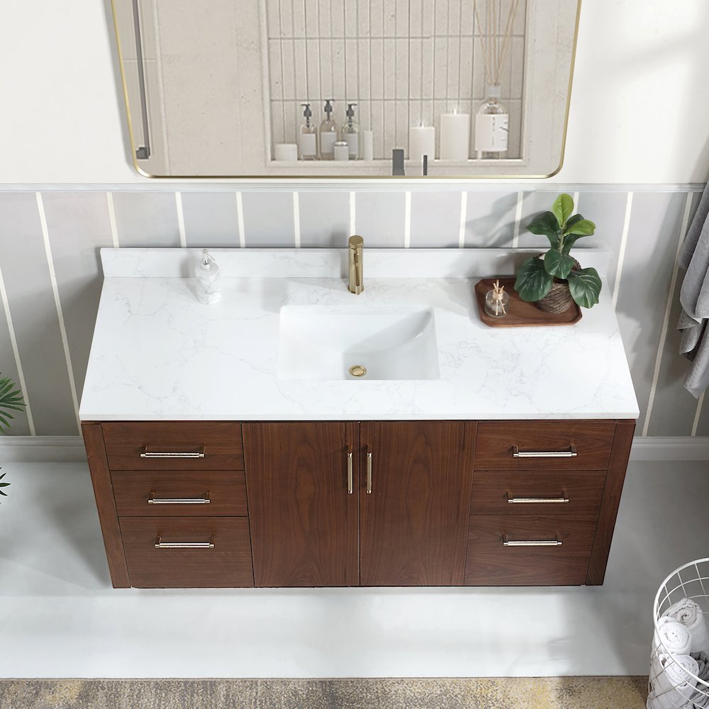 San 60" Free-standing Single Bath Vanity in Natural Walnut. Picture 5