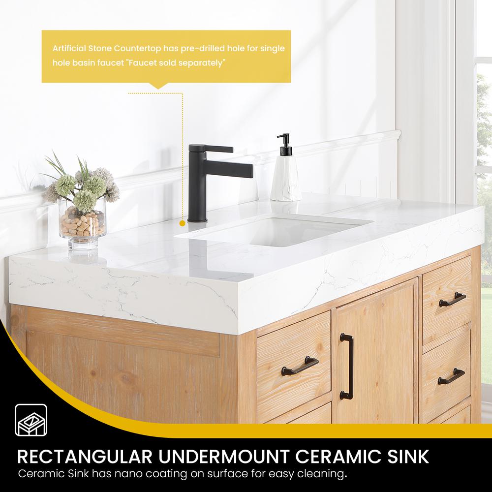 Free-standing Single Bathroom Vanity with Composite top and Mirror. Picture 8