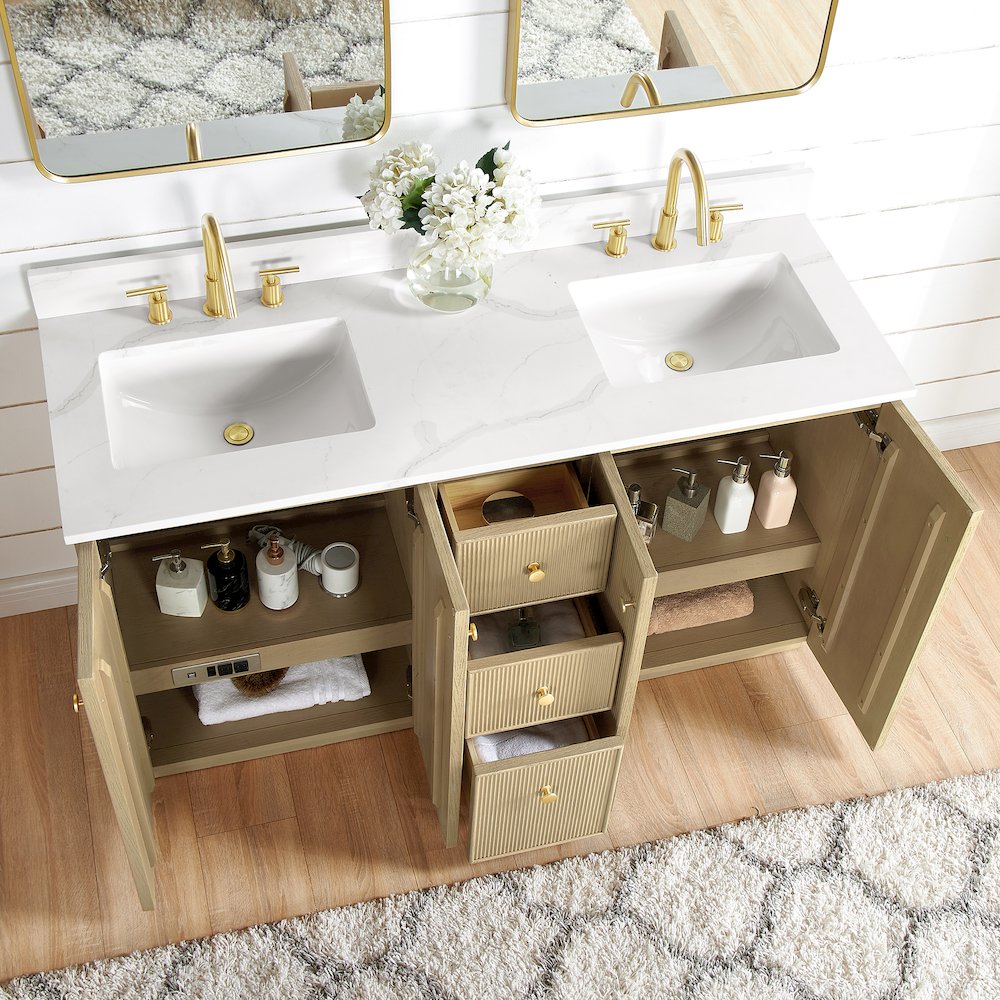 Oza 60M" Free-standing Double Bath Vanity in Aged Natural Oak. Picture 7