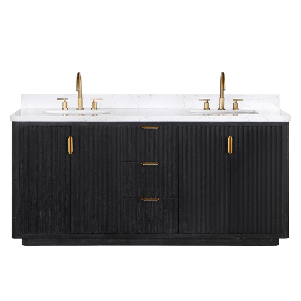 Free-standing Double Bathroom Vanity with Composite top in Lightning White. Picture 1