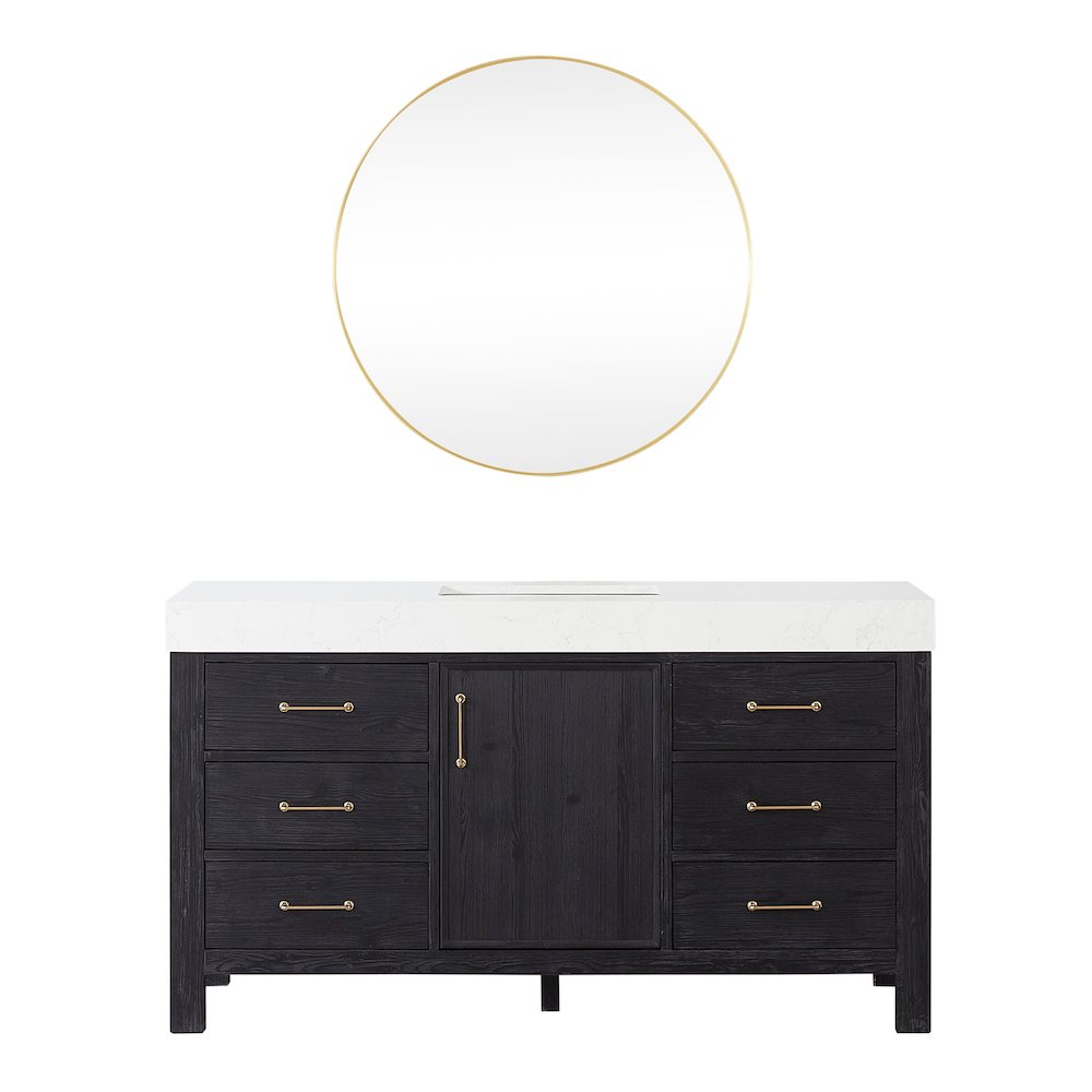 León 60in. Free-standing Single Bathroom Vanity in Fir Wood Black. Picture 2