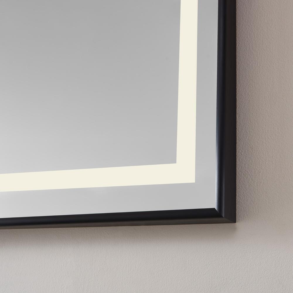 60" Rectangular Aluminum Framed LED Wall Mount Bathroom Vanity Mirror in Black. Picture 6