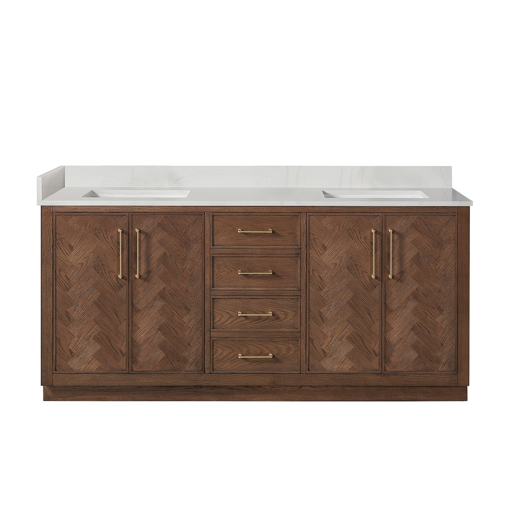 Jakarta 72" Freestanding Double Bath Vanity in Aged Dark Brown Oak. Picture 2