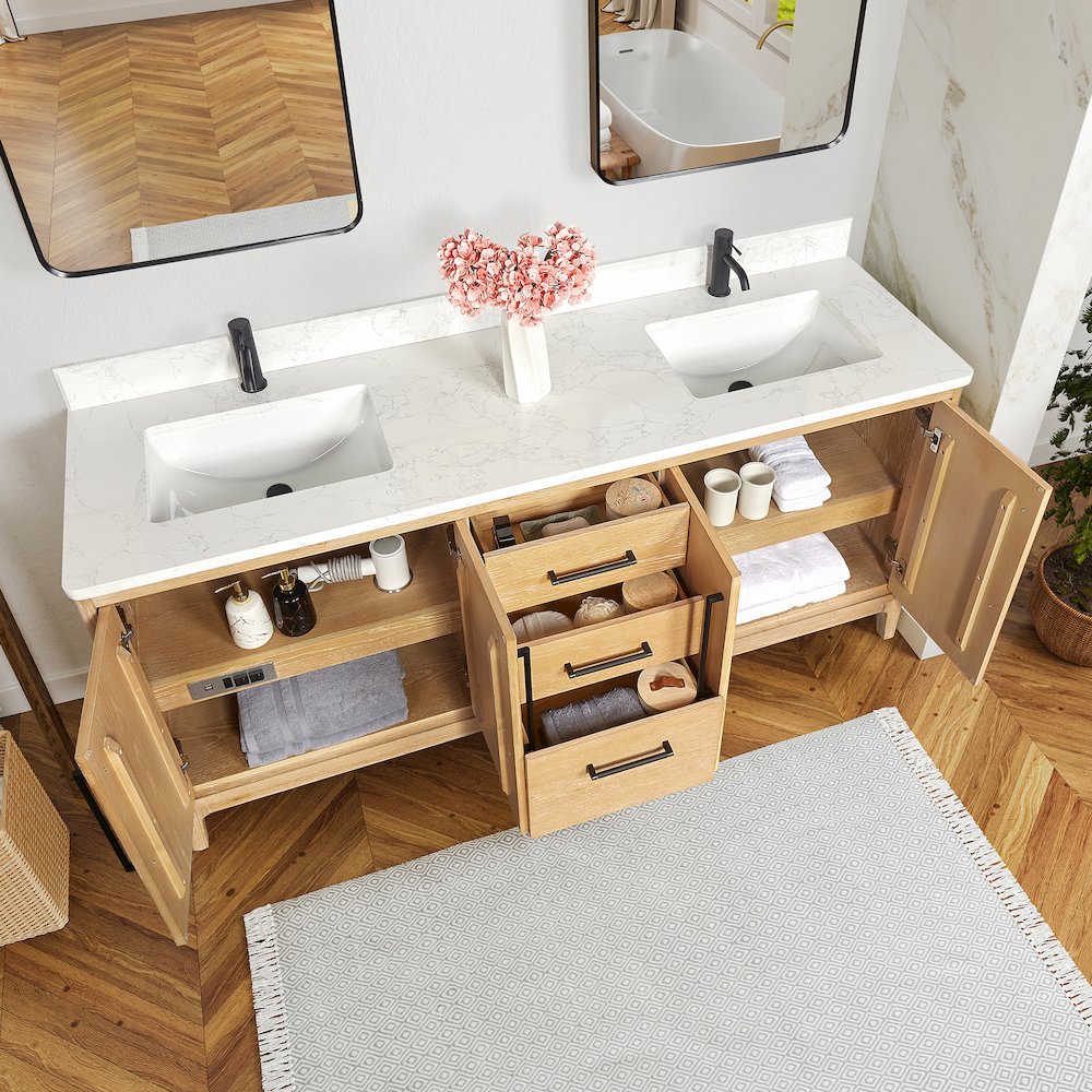 Gara 72" Free-standing Double Bath Vanity in Washed Ash Grey. Picture 7