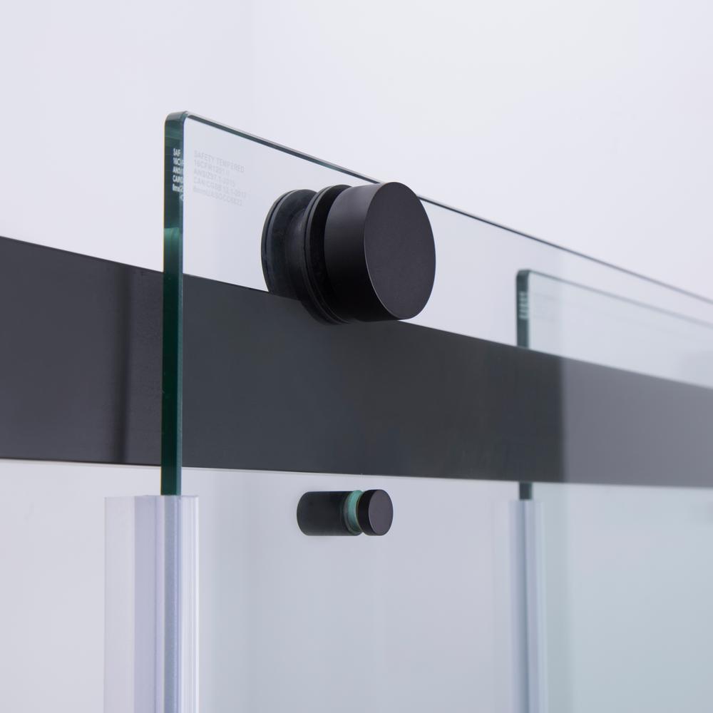Spezia 60" W x 76" H Double Sliding Frameless Shower Door in Matte Black. Picture 5