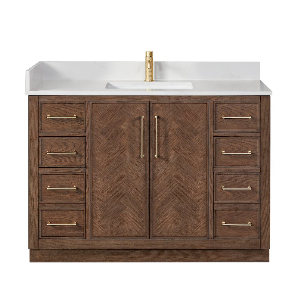 Jakarta 48" Freestanding Single Bath Vanity in Aged Dark Brown Oak. Picture 1