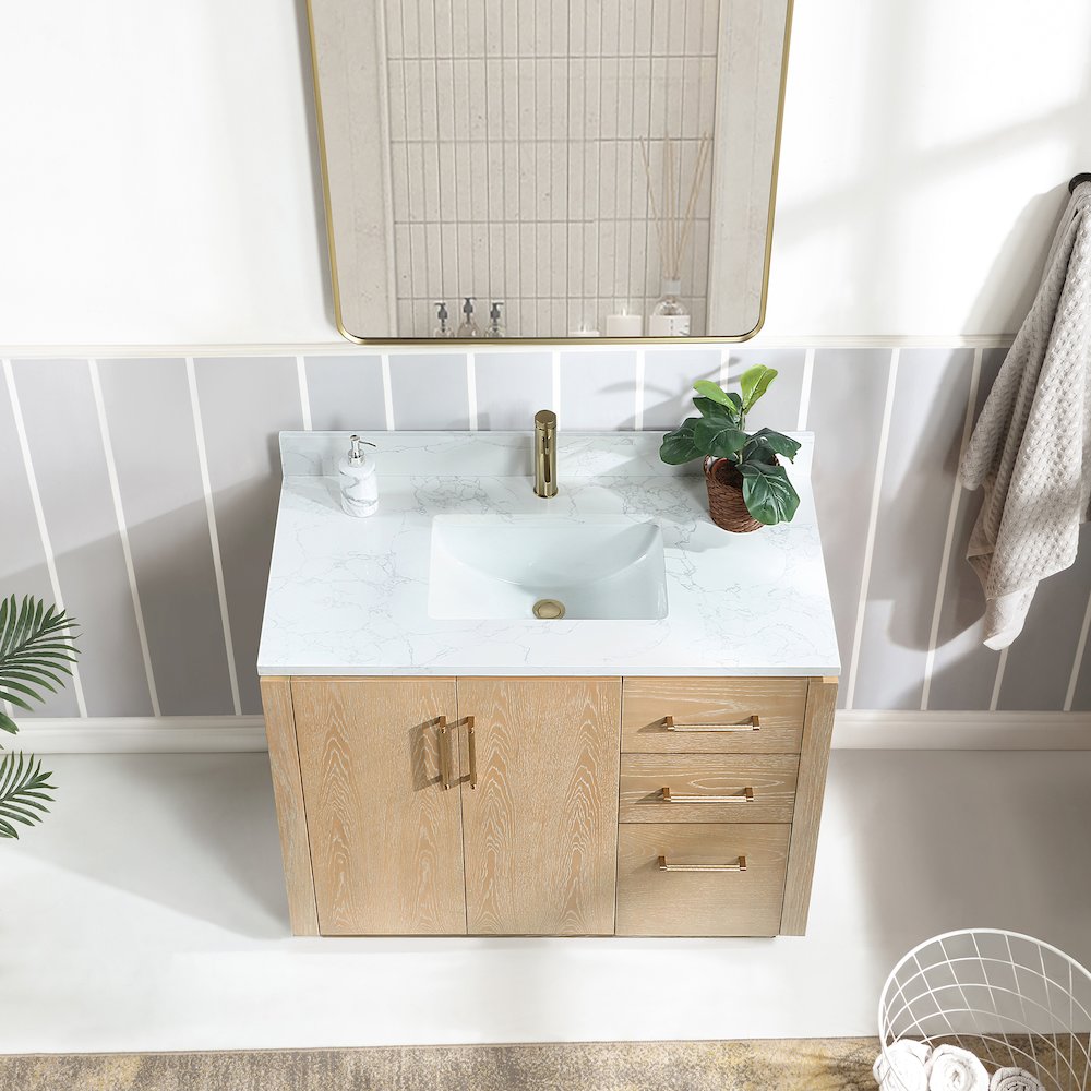 San 42" Free-standing Single Bath Vanity in Washed Ash Grey. Picture 5