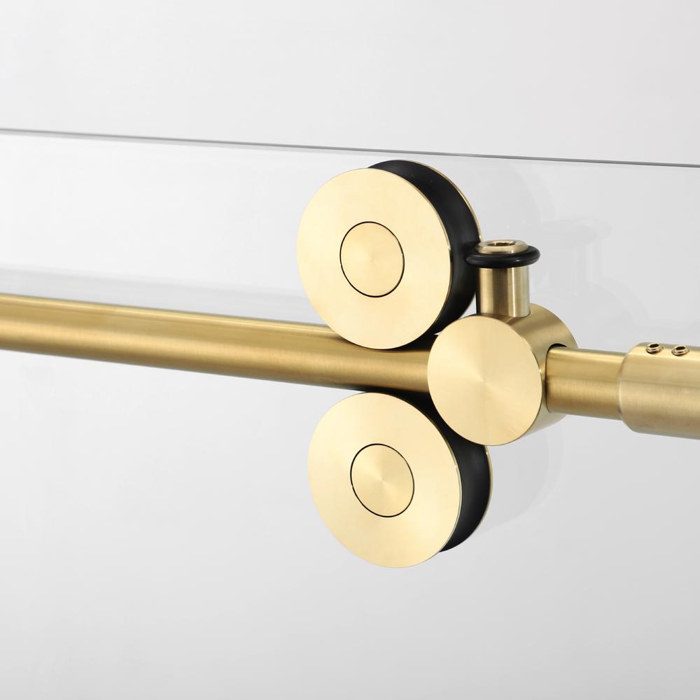Villena 60" W x 78" H Single Sliding Frameless Shower Door in Brushed Gold. Picture 5