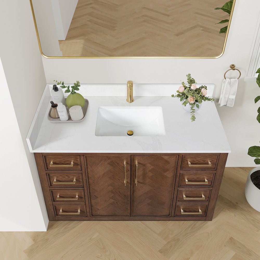 Jakarta 48" Freestanding Single Bath Vanity in Aged Dark Brown Oak. Picture 5