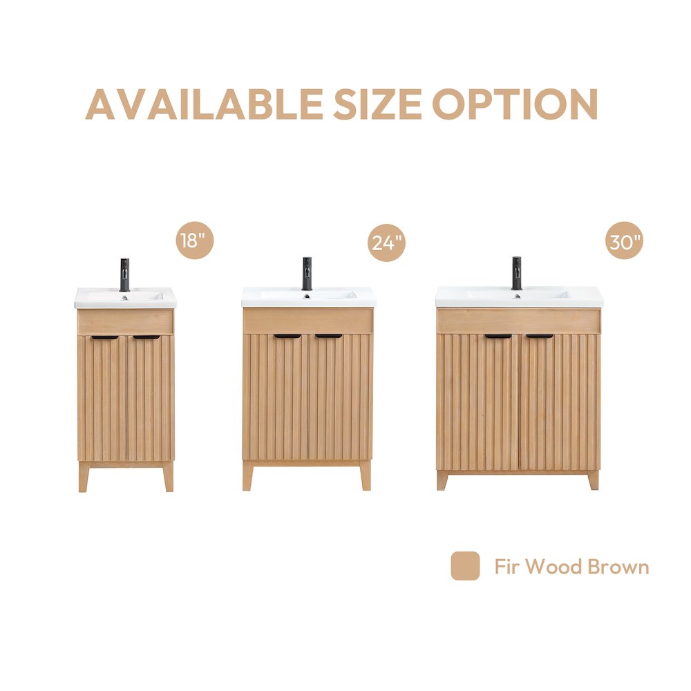 Palos 24" Free-standing Single Bath Vanity in Fir Wood Brown. Picture 16