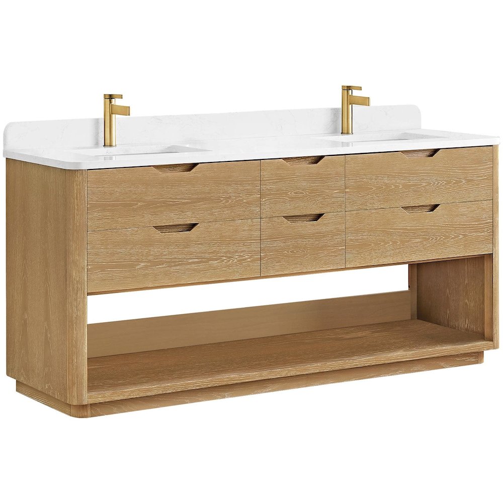 Harbin 72" Free-standing Double Bath Vanity in Washed Ash Grey. Picture 1