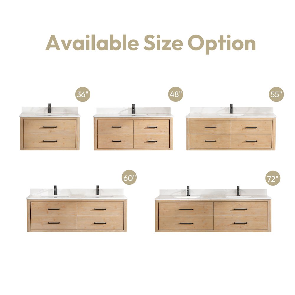Cristo 48" Floating Single Bath Vanity in Fir Wood Brown. Picture 18