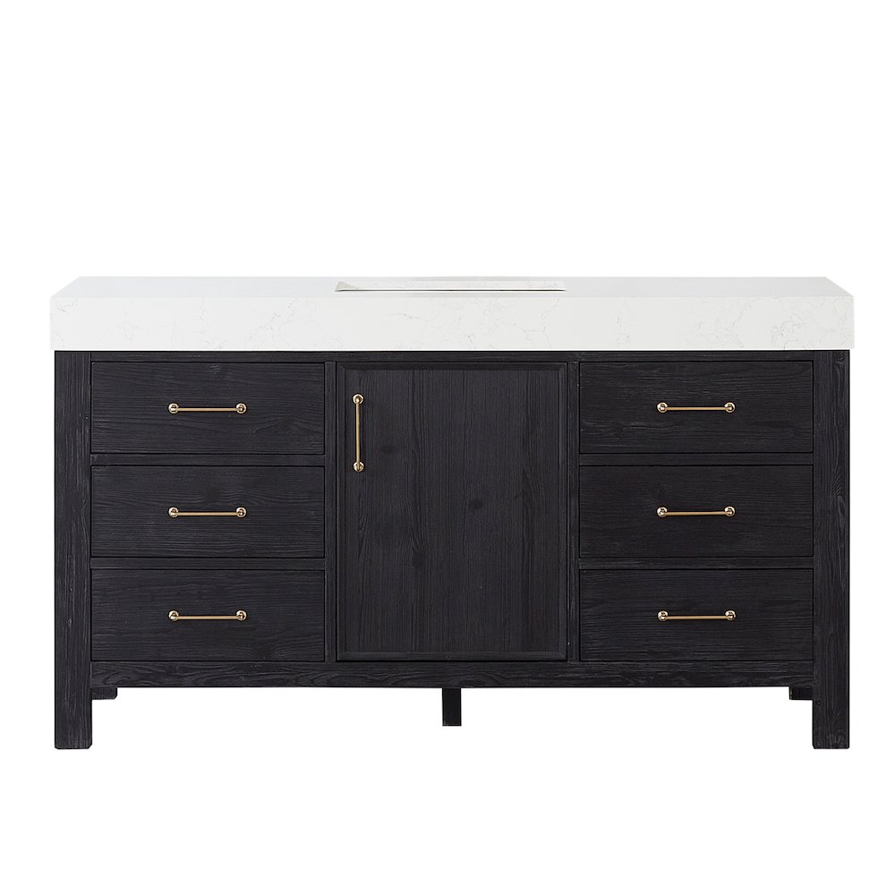 León 60in. Free-standing Single Bathroom Vanity in Fir Wood Black. Picture 2
