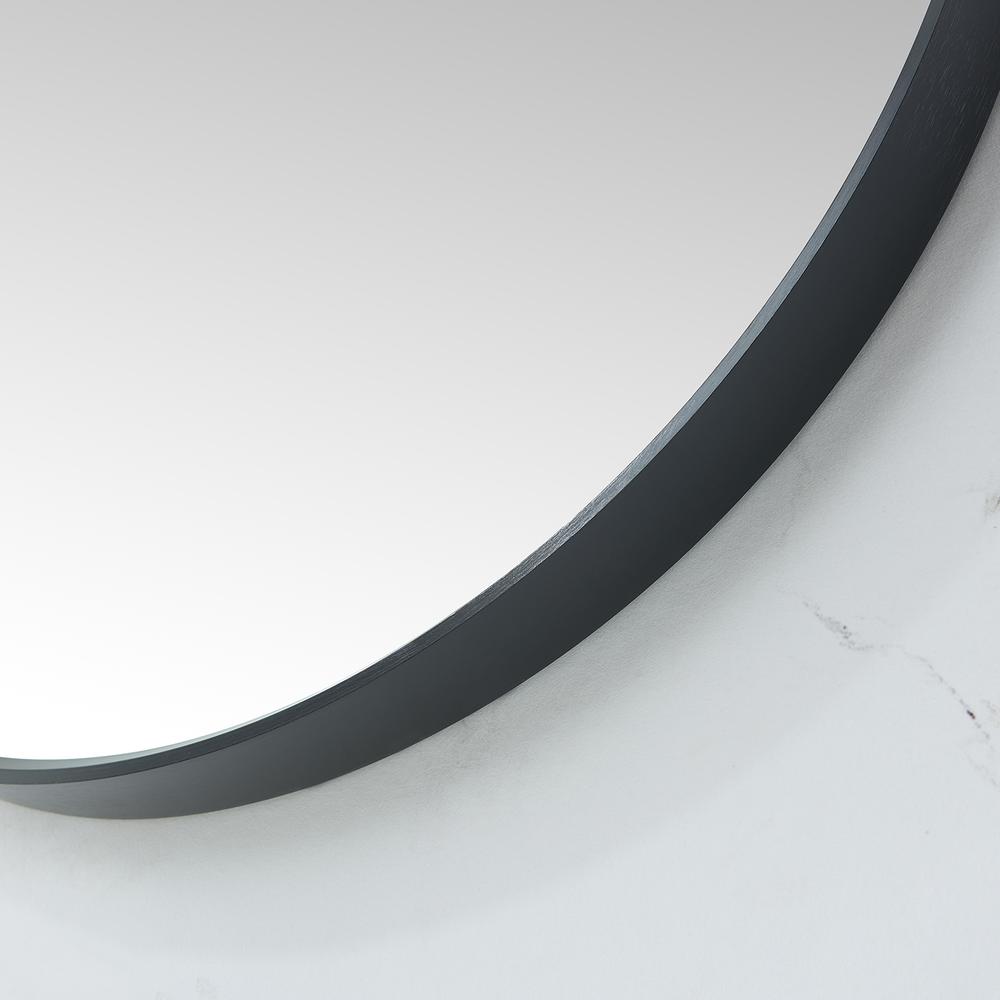 Cascante 35.4 in. W x 35.4 in. H Round Metal Wall Mirror in Brushed Black. Picture 4
