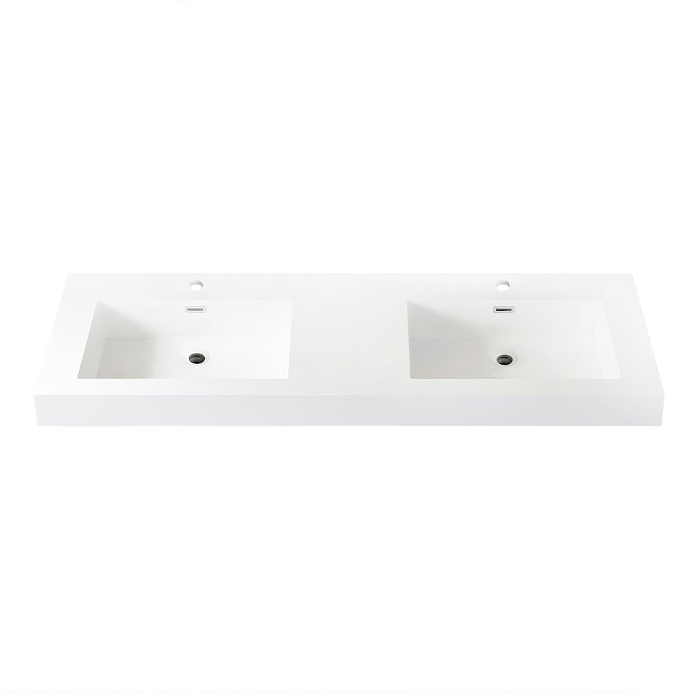 Rectangular White Finish Composite Granite Stone Console Bathroom Vanity Sink. Picture 1
