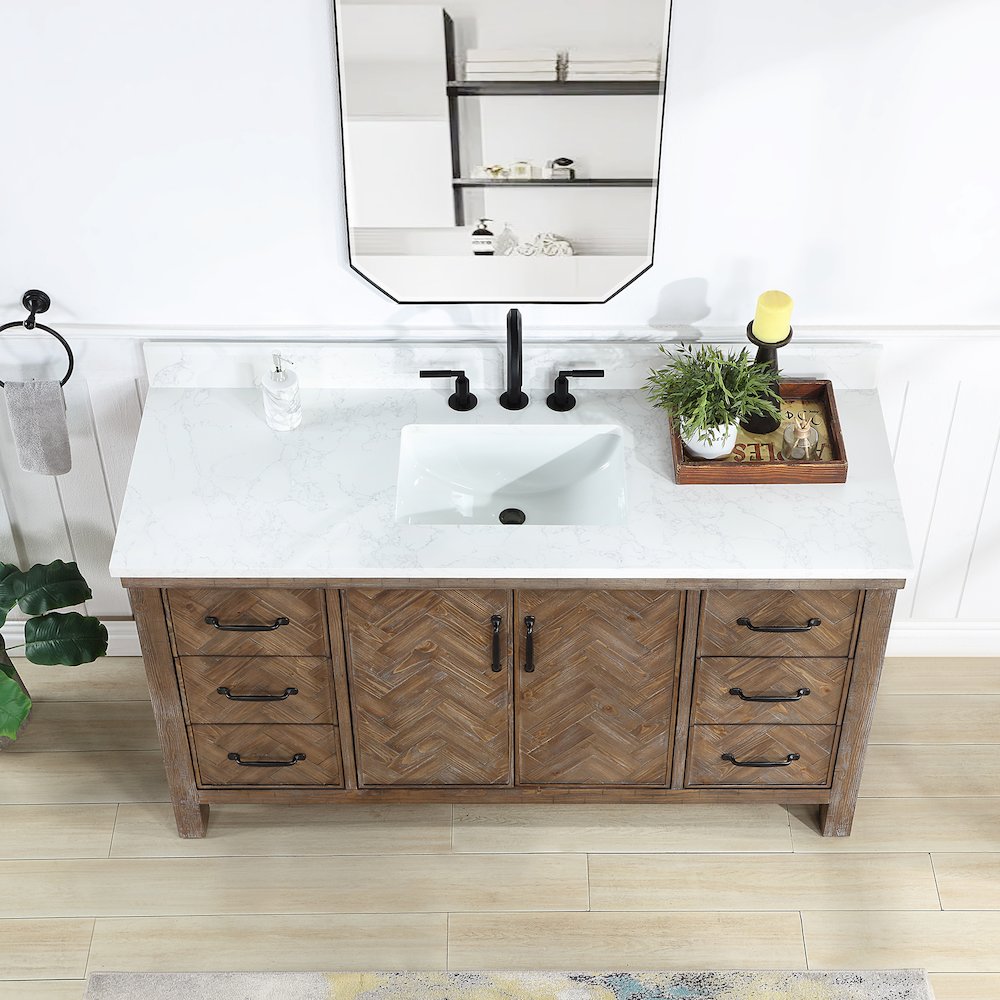 Javier 60" Free-standing Single Bath Vanity in Spruce Antique Gray. Picture 5