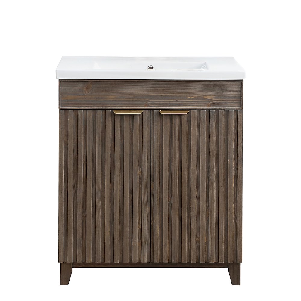 Palos 30" Free-standing Single Bath Vanity in Spruce Aged Brown. Picture 2