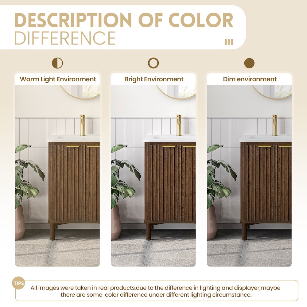 Mumbai 24" Free-standing Single Bath Vanity in Aged Dark Brown Oak. Picture 13