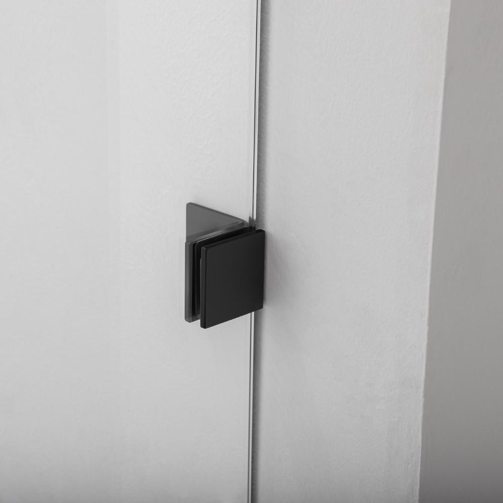 Rectangle Single Sliding Frameless Shower Enclosure in Matte Black. Picture 3