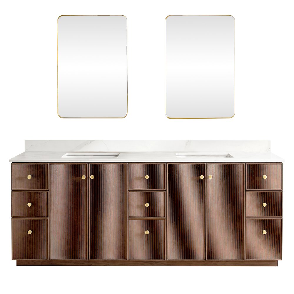 Oza 84" Free-standing Double Bath Vanity in Aged Dark Brown Oak. Picture 2