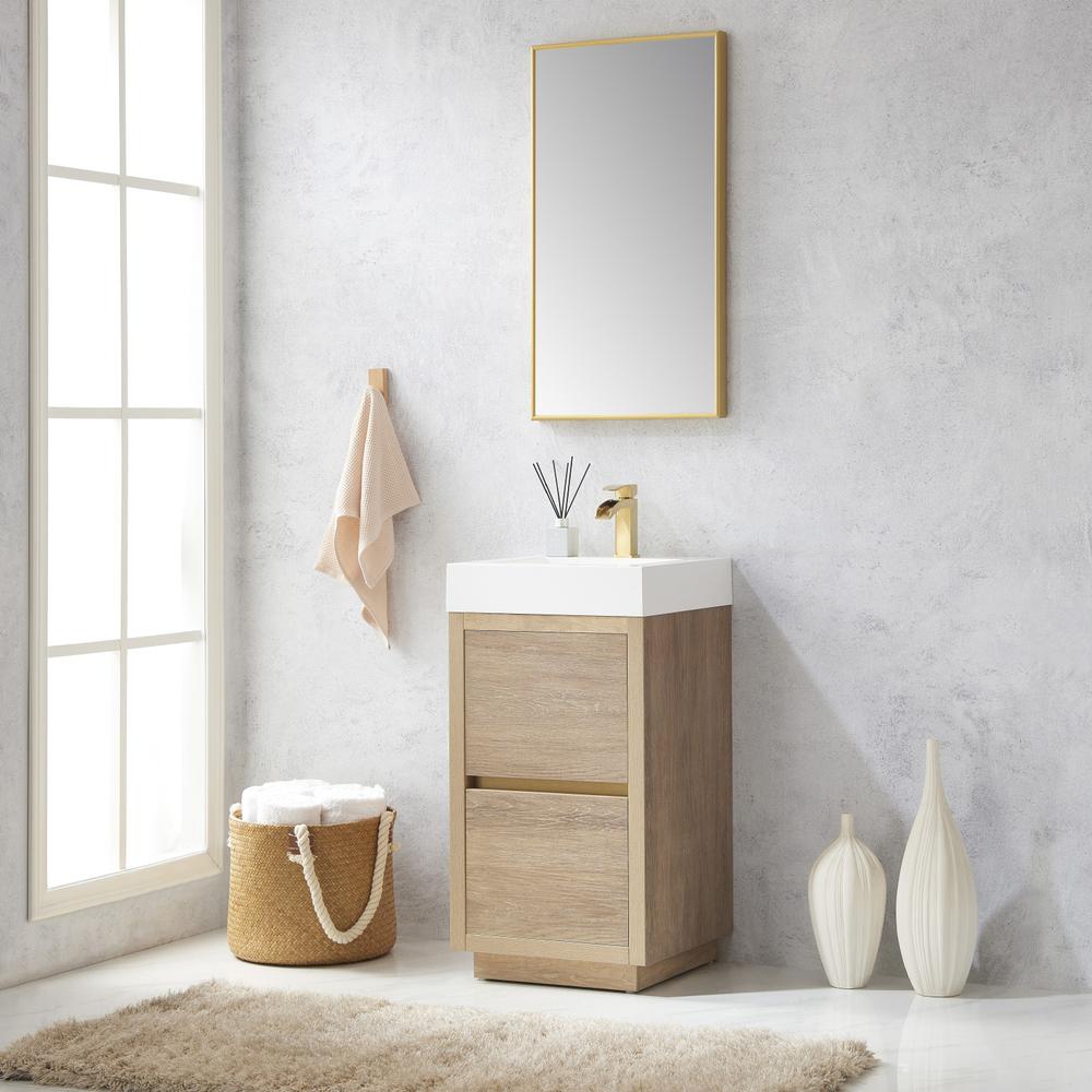 Single Sink Bath Vanity with Composite Integral Square Sink Top and Mirror. Picture 6