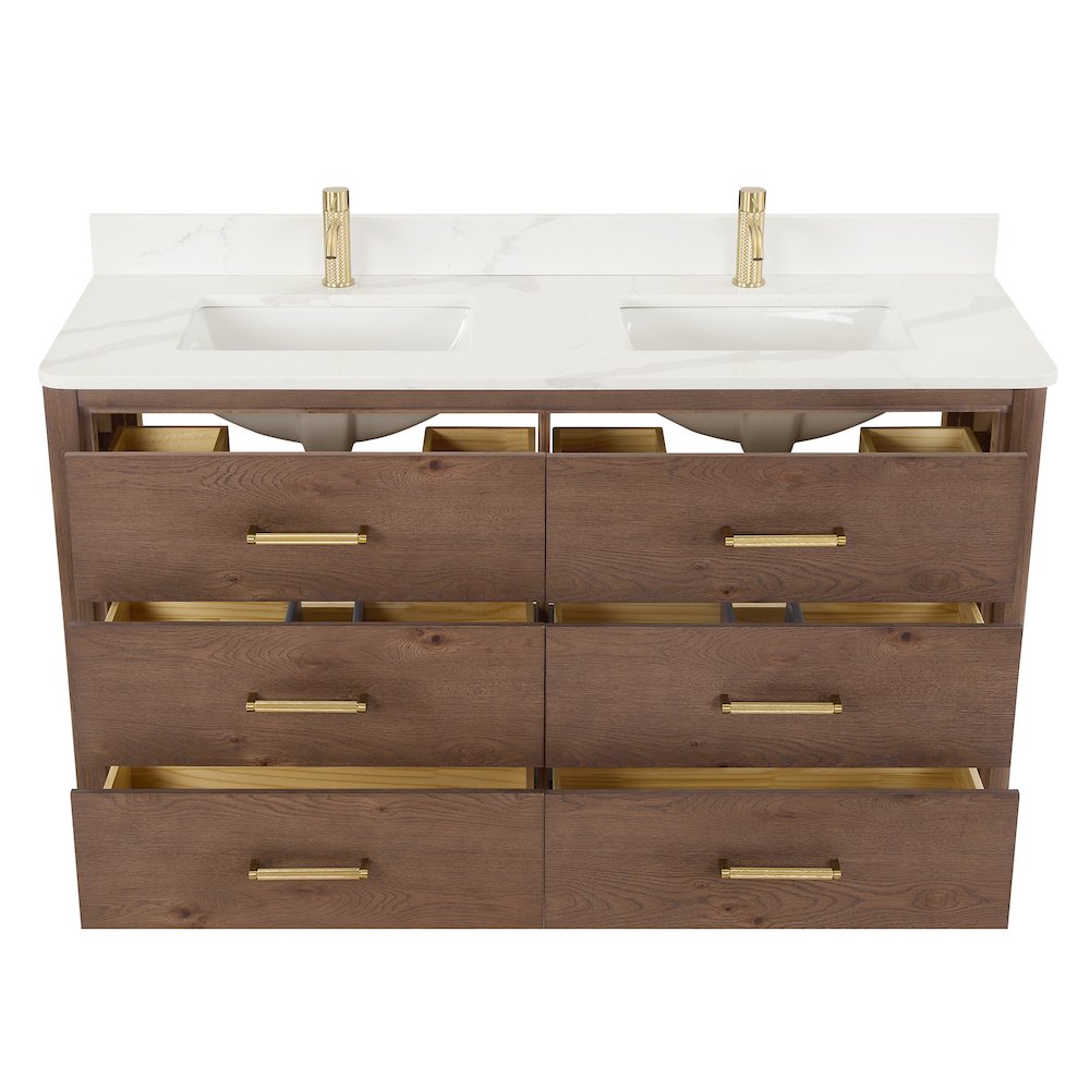 Porto 60M" Free-standing Double Bath Vanity in Aged Dark Brown Oak. Picture 12