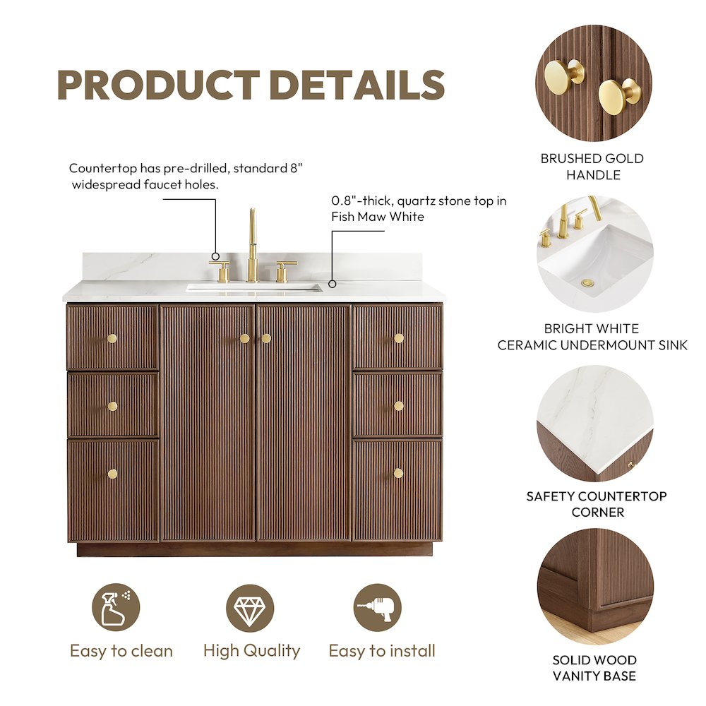 Oza 48" Free-standing Single Bath Vanity in Aged Dark Brown Oak. Picture 19