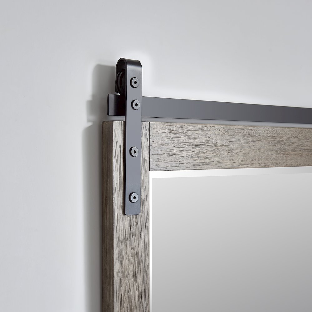 Cortes 48" Rectangular Bathroom Vanity Barndoor Wall Mount Mirror in Grey. Picture 4