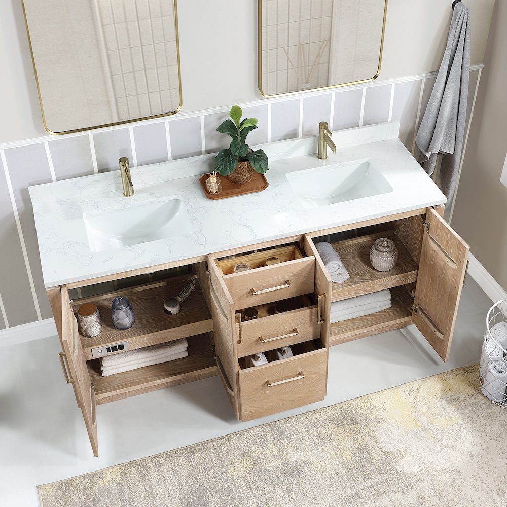 San 72" Free-standing Double Bath Vanity in Washed Ash Grey. Picture 6