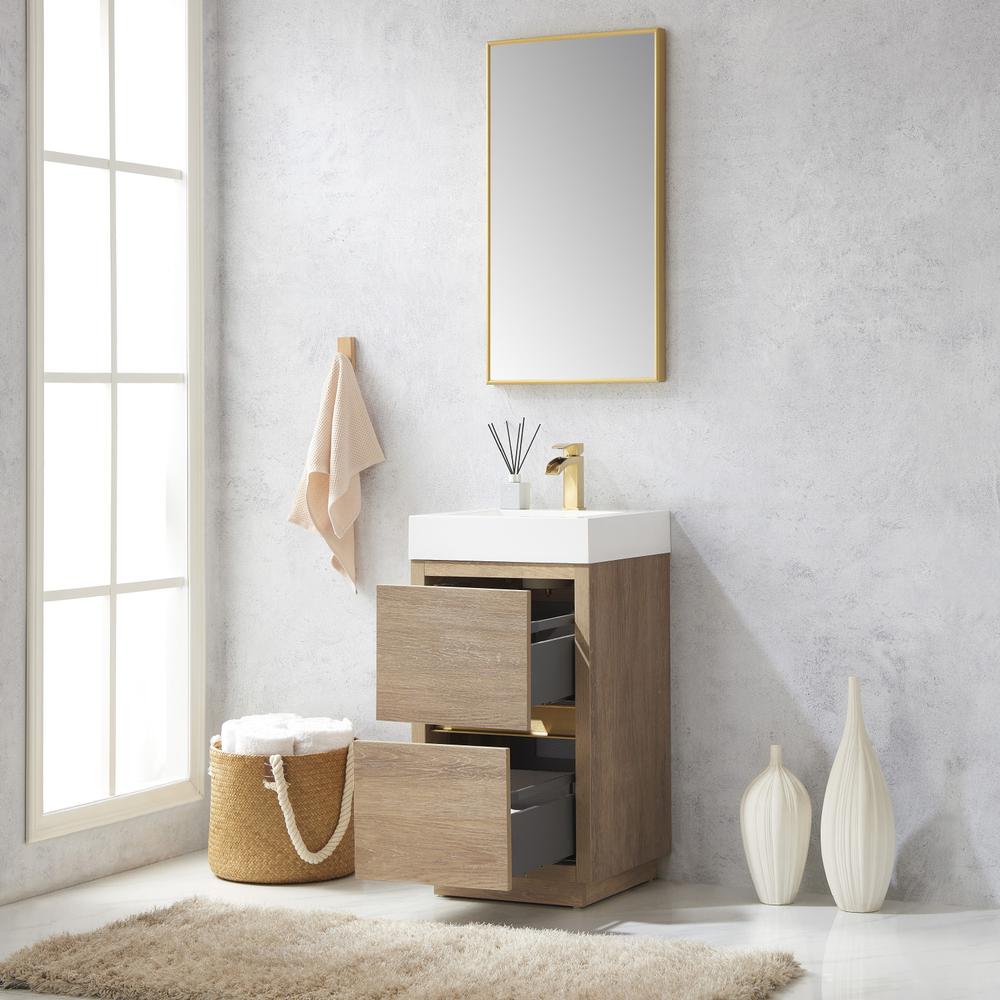 Single Sink Bath Vanity with Composite Integral Square Sink Top and Mirror. Picture 8