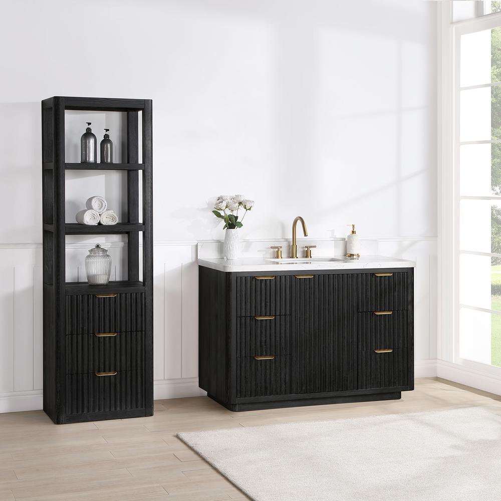 Free-standing Single Bathroom Vanity with Composite top in Lightning White. Picture 18