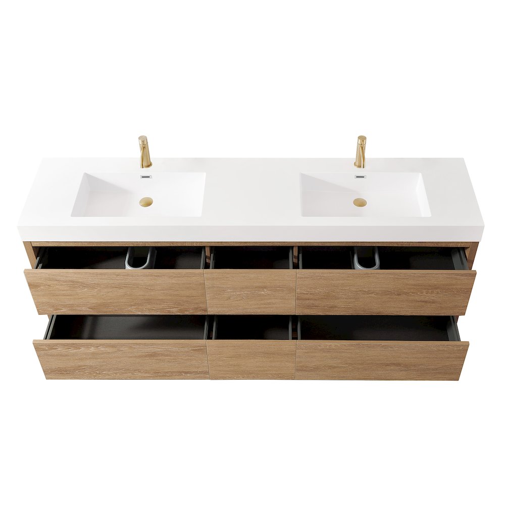 Huesca 84" Double Sink Bath Vanity in North American Oak. Picture 13