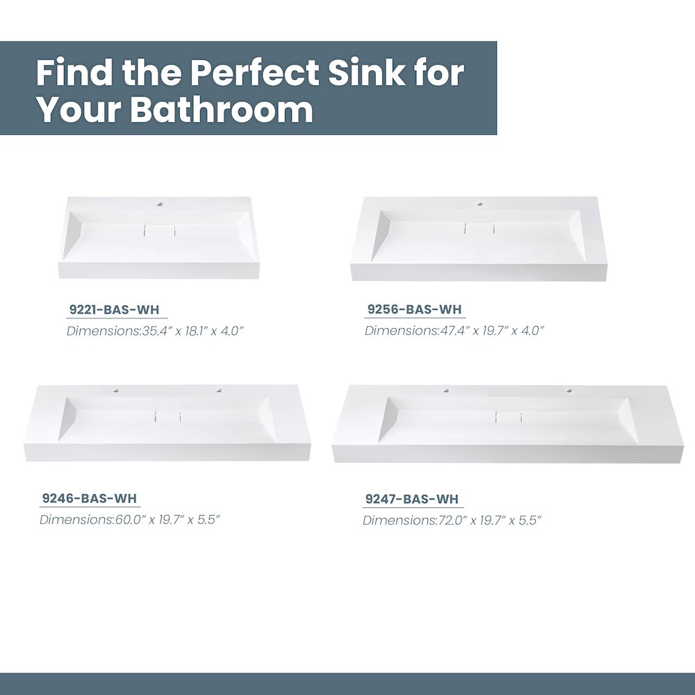 Rectangular White Finish Composite Granite Stone Console Bathroom Vanity Sink. Picture 10